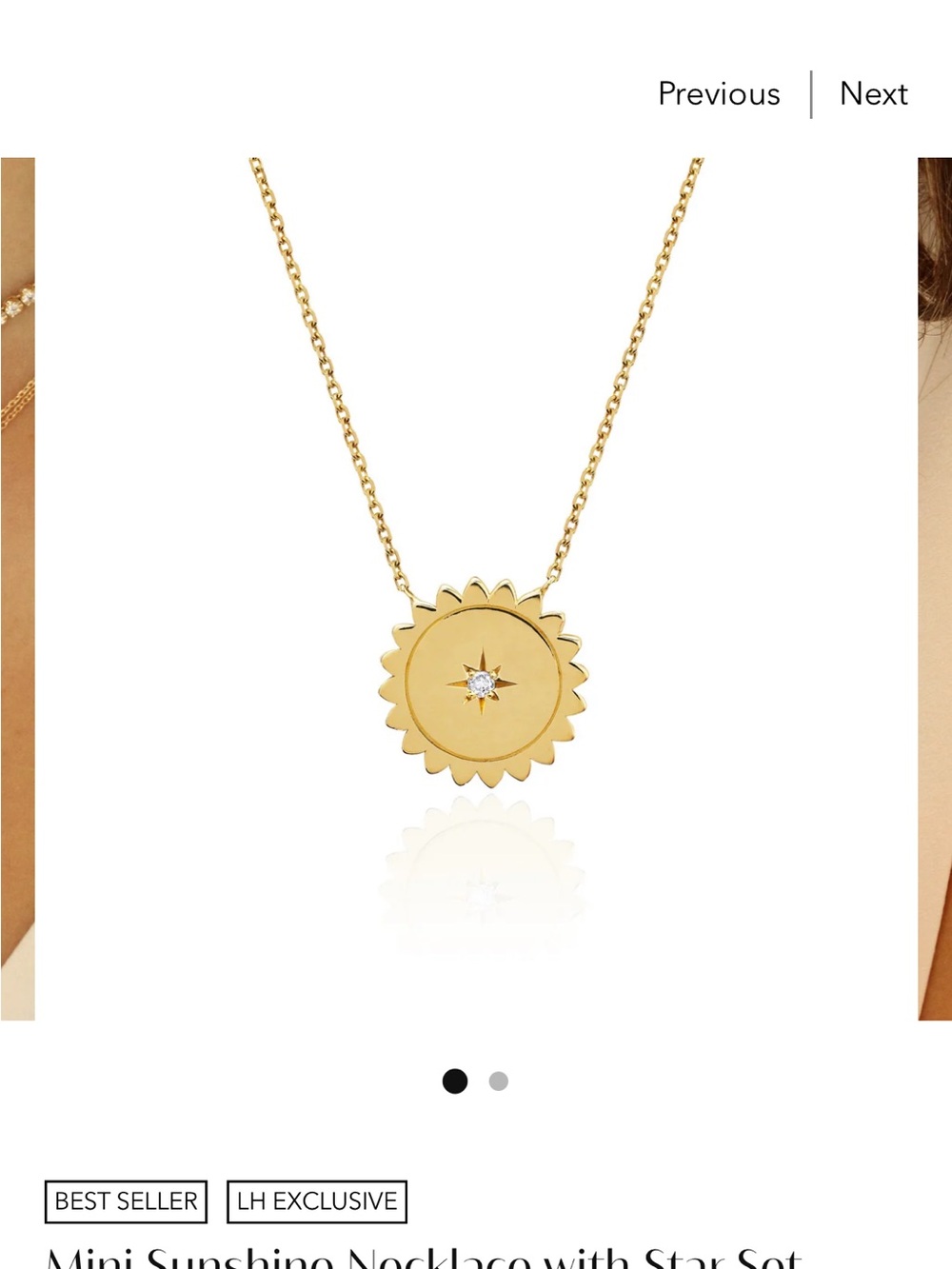 Mini Sunshine Pendant Necklace - Gold